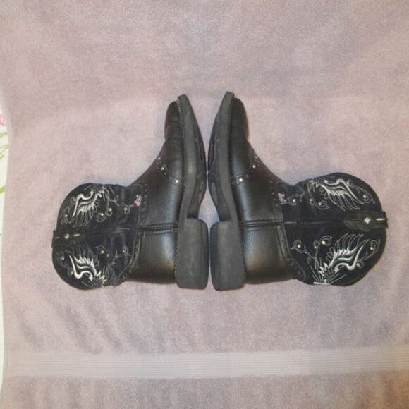 JUSTIN Gypsy MANDRA Leather BOOTS Size 10 CROSS Wings STUDS Western WORK Barn - Picture 9 of 10